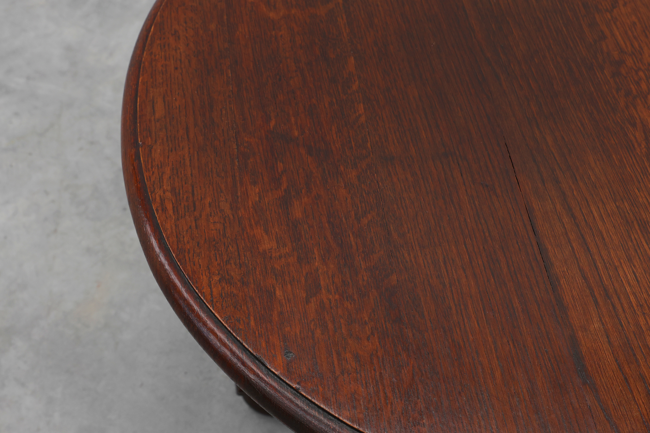 Rustic round barley twist oak side table, France 1950sthumbnail